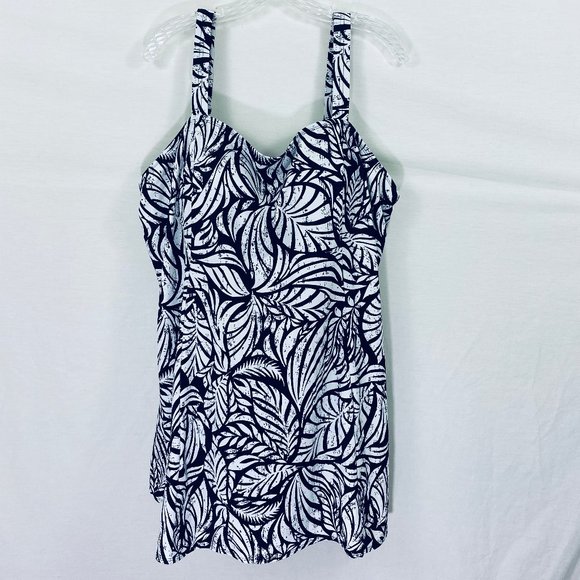 SWIMSUITS FOR ALL Leaf Print One Piece Swimsuit 28 - Picture 2 of 8